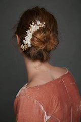 Back of head photo of the Alabaster Garden Comb wedding bridal hair comb accessory by Erin Rhyne